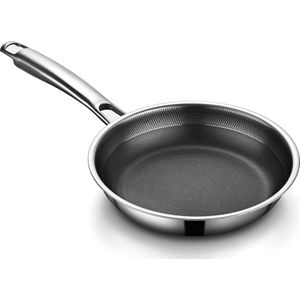 8 inch hybride anti-aanbakpannen - roestvrij staal - vaatwasmachinebestendig en ovenvast