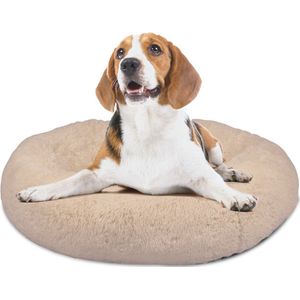 Peaceful Pooch S - pluizig hondenbed - 58cm diameter - opvouwbaar - in verschillende maten. Kattenbed - wasbaar - uitneembare vulling - ontspant gewrichten en spieren - anti-slip noppenbodem