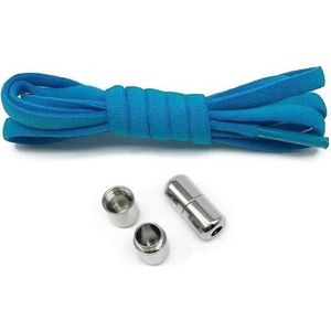 Elastische schoenveters - metalen sluiting - licht blauw