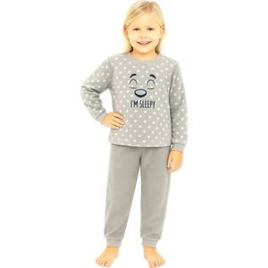 Cocodream - Meisjes Pyjama - Fleece - Sleepy - Grey - Maat 104