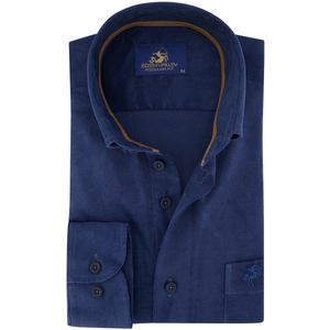 Blauw corduroy Eden Valley overhemd normale fit blauw
