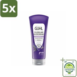 5 x Guhl - Haarmasker - Zilverglans & Verzorging Anti-Geel - 200 ml - Grootverpakking - Blond Haar - Grijs Haar - Anti-geel Masker - Haarmasker - Haarverzorging