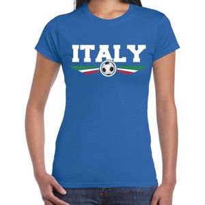 Italie / Italy landen / voetbal t-shirt met wapen in de kleuren van de Italiaanse vlag - blauw - dames - Italie landen shirt / kleding - EK / WK / voetbal shirt XS