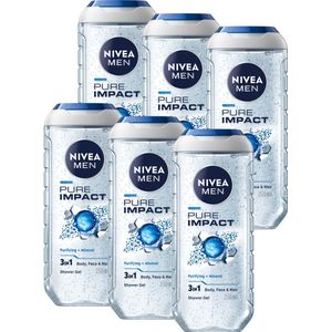 NIVEA MEN - Pure Impact - Douchegel - Voordeelverpakking - 6 x 250 ML