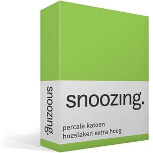 Snoozing - Hoeslaken - Extra hoog - Eenpersoons - 100x200 cm - Percale katoen - Lime
