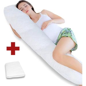 Ondersteunend Lichaamskussen + extra gewatteerde kussensloop - 45 x 140cm - Body Pillow - Zwangerschapskussen - Body Pillow - Lichaamskussen - 140 cm - Voedingskussen - Zijslaapkussen - Sluimerrol - Afneembaar hoes premium body pillow lichaamskussen