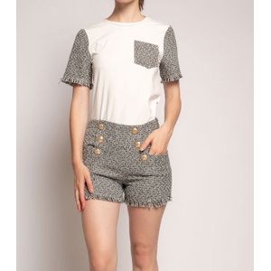 Tweed kleding set broek & t-shirt | zwart wit | maat S