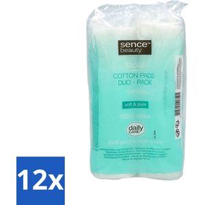 12 x Sence - Wattenschijfjes - Zacht & Sterk - 2 x 70 Wattenstaafjes - Katoenen Wattenschijfjes - Wattenschijfjes Voor Make-up - Wattenschijfjes Voor Reinigen - Zachte Wattenschijfjes - Sterke Wattenschijfjes