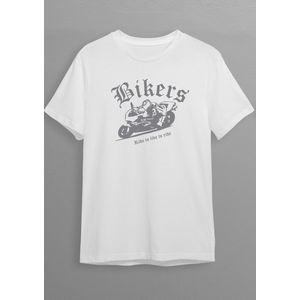 Race Bike | Bikershirt | Wit T-shirt | Zilvere opdruk | M