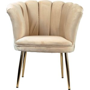 Furnilux Velvet Schelp Fluweel Fauteuil op gouden poten