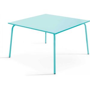 Oviala - Vierkante eettafel van turquoise staal, 120 cm
