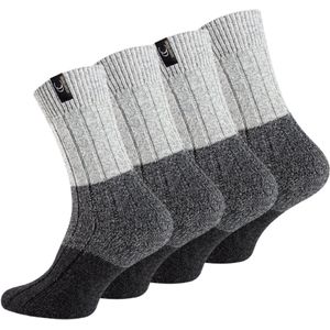 4 paar Noorse wollen sokken - Warme sokken - Dikke sokken - Antraciet/Grijs - Maat 39-42