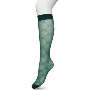 Bonnie Doon Dames Geruite Panty Kniekousen Groen maat 36/42 - Knie Kousen 20 denier - Ruitjes - Ruiten - Print - Uitstekend draagcomfort - Bonnie Doon Knee High - Kniesokken - Zakt niet af - OEKO-TEX - Trekking Green - BP221801.380