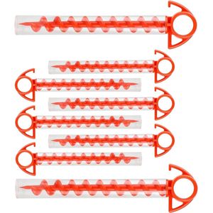 Tentharingen schroefharingen kunststof 25 cm - haringen camping grondankers - trampoline zandharingen - 8 transparante buizen - oranje (8 stuks)