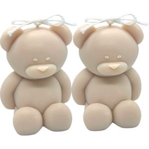 Kaarsenset Beer Kaarsen - Teddybeer Kaarsen - Babyshower Cadeau - Figuurkaars - 100% Sojawas - Beige