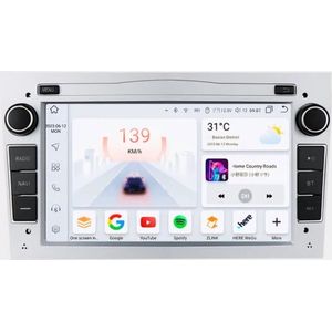 geschikt voor Opel Astra H Corsa C & D Agila Combo Antara Vectra Zafira Meriva Vivaro Tigra | Zilver grijs 2002 - 2013 | Carplay & Android Auto | 1GB & 32GB | Autoradio met Navigatie | Radio scherm | 2003 2004 2005 2006 2007 2008 2009 2010 2011 2012