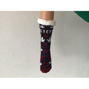 Huissokken Anti Slip zool- Anti-Slip Winter sokken- Thermo sokken - Kleur Bordeauxrood- Maat 40-45