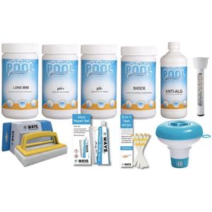 WAYS Zwembad Onderhoudspakket Medium Deluxe - Voor zwembaden van 2500 tot 25.000 liter - Inclusief Chloor, pH+ en Accessoires