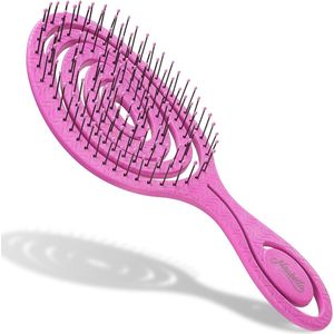 Ontklitborstel voor Dames en Heren - Spiraalvormige Haarborstel voor Krullen en Steil Haar - Pijnloze Detangler Brush - Duurzaam en Ergonomisch Design - Roze
