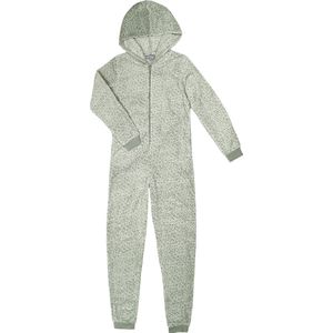 Kinderen fleece onesie Art. 393725 met capuchon Cocodream Groen - maat 140
