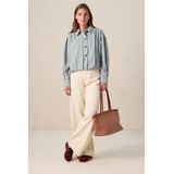 Blauw jack met ballonmouwen