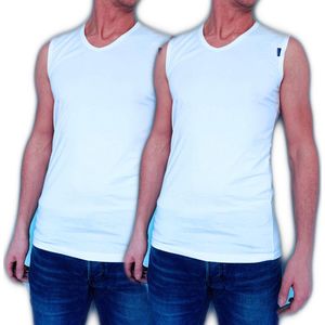 Embrator 2-pack mannen Tank-Top V-hals wit maat M
