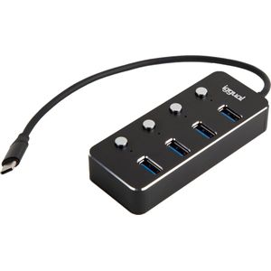 iggual IGG318485 interface hub USB 3.2 Gen 1 (3.1 Gen 1) Type-C 5000 Mbit/s Zwart