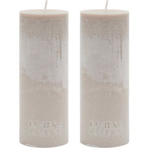 Riviera Maison - Kaarsen - Pillar Candle ECO flax 7x18 - Beige - Set van 2 stuks