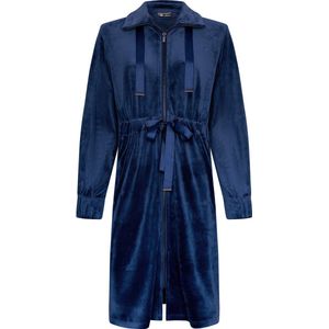 Velours Pastunette badjas met rits - Blauw - Maat - XL