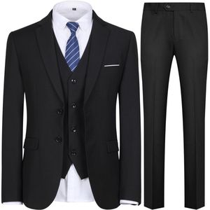 Allthemen Heren Effen Tweeknoops Driedelig Pak - Zakelijk - XS