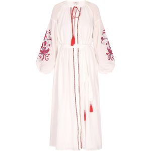 usha - Midi-jurk - Etnische Boho - Lange Mouwen - Met Borduurdetails