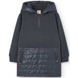 Boboli - Fleece Combined - Jurk - Donkergrijs - Gecombineerde Pluche Jurk voor Meisjes