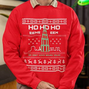 Foute Kerst Trui Rood Ho Ho Ho Eens Eem - Er Gaat Niks Boven Grunn XS