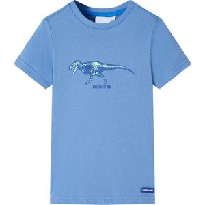 vidaXL-Kindershirt-dinosaurusprint-116-middelblauw