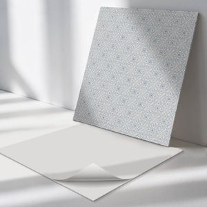 Wallfluent Vinyl Wandpaneel - Geometrisch patroon met ruiten Wandpaneel PVC - 50 cm x 50 cm - Blauw Vinyl Wandpaneel - Set van 4 - Vierkant Wandbekleding Vinyl - Patroon Wandpaneel - Zelfklevend Wandpaneel - Wandpaneel Keuken en Badkamer