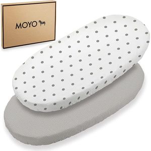 Baby hoeslakens 90 x 55 - set van 2 lakens, dubbelpak 100% katoen hoeslaken, bijzetbed of babybedje, voor baby of peuter. Beddendoek, OekoTex gecertificeerd, stretch (grijs)