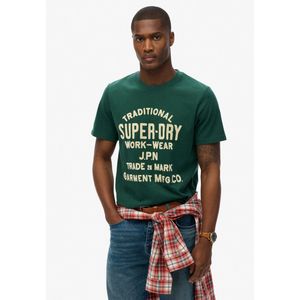 Superdry - Workwear Flock Graphic - T-shirt - Ash Grey Marl - Korte Mouwen