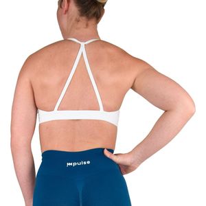 Sport bh dames – Comfortabele sport bh met stevige ondersteuning – Ademend design – Uitneembare pads – Sport top dames – Impulse Fitwear – Wit – Maat S