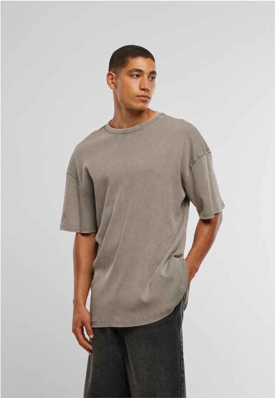 Urban Classics - Washed Rib Heren Tshirt - S - Grijs