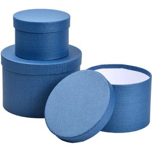 By Shayne ® Stijlvolle Set van 3 Ronde Geschenkdozen voor Diverse Gelegenheden in Luxe Blauw