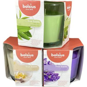 Bolsius Kaarsen - Rustieke Geurkaarsen Set - Lavendel, Groene Thee, Vanille | Voordeelset