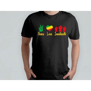 Peace Love Juneteenth - T Shirt - Juneteenth - FreedomDay - EmancipationDay - BlackHistory - Vrijheidsdag - ZwarteGeschiedenis - JuneteenthParade