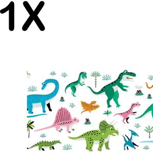 BWK Textiele Placemat - Dino - Dinosaurus - Getekend - Vrolijk - Voor Kinderen - Set van 1 Placemats - 35x25 cm - Polyester Stof - Afneembaar