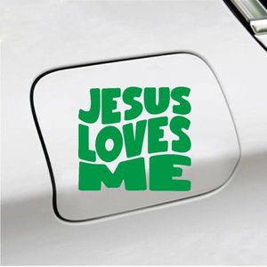 Bumpersticker - Jesus Loves Me - 12x12 - Groen