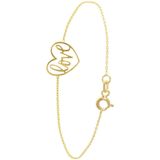 Lucardi - Armband - Geelgoud - 9 Karaat - Hart Opengewerkt - 19 cm