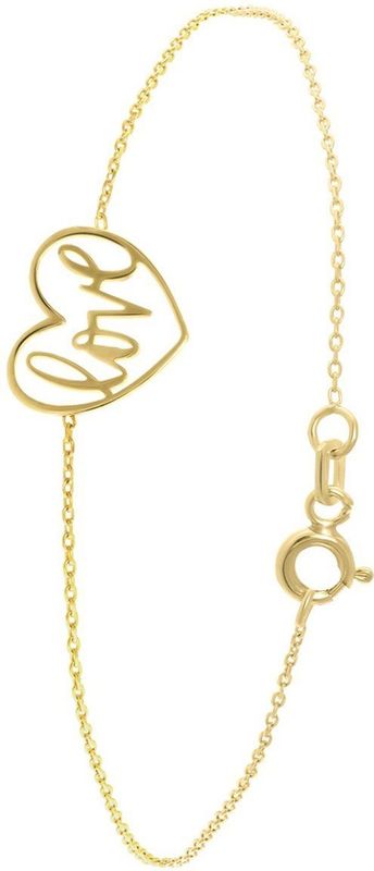 Lucardi - Armband - Geelgoud - 9 Karaat - Hart Opengewerkt - 19 cm