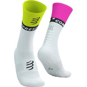 Mid Compression Socks V2.0 - White/Safety Yellow/Neon Pink