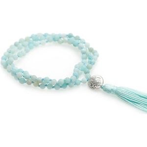 Mala-ketting van amazoniet mat (amulet 925 zilver) Armband (sieraad) YOGISTAR