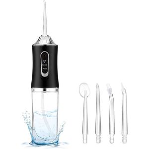 QuickFixed Waterflosser - Met Opzetstukjes - Minder Pijnlijk Als Flosdraad - Water Flosser - Draadloos - Monddouche - Flos - Mondhygiene - Zwart
