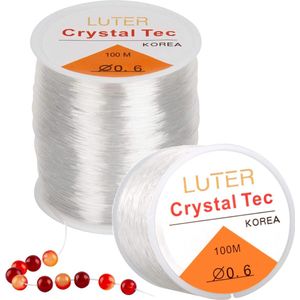 Elastisch draad sieraden 0,6 mm - Hobbydraad - Nylon draad 2 Spoelen - Elastiek Armbandjes Maken 100 m - Elastisch Koord Transparante - Armband elastiek draad voor Hobby